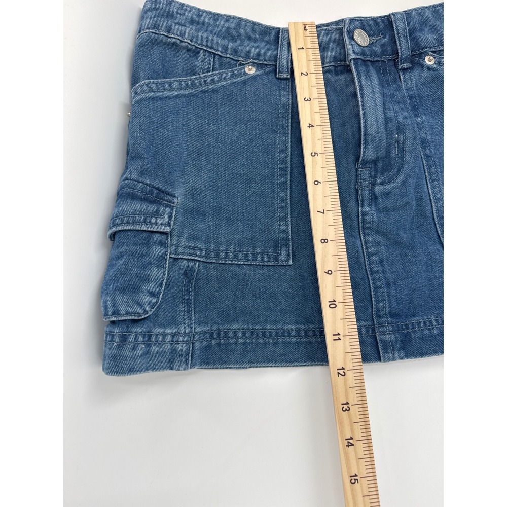 J For Justify Womens Blue Denim Cargo Mini Skirt Medium Wash Size S Utility Y2K - Picture 7 of 8